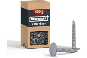 HELPMATE – Dachpappennägel 2,0x16 mm mechanisch verzinkt – 400g Dachpappstifte Typ B – Dachpappnägel DIN 1160 B – Dachnägel ideal für Dachpappe, Kunststoffplanen & Schiefernplatten