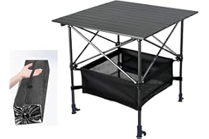 ITTE Portable Aluminum Folding Camping Table Beach Lightweight Outdoor Roll Up Collapsible Camping Picnic BBQ Table laptop Banquet desk with Storage Bag-Adjustable the Height of Any Leg (70x70 cm)