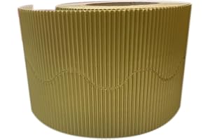 3 Ace Crafts Size 57mm x 15m (Gold) Corrugated Display Borders Roll for School Classroom Decorations, Bulletin Boards and Crown Making Crafts, Scalloped Edge Border Rolls Fade Resistant