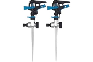 Holzsammlung 2 Pièces Arroseur à Pulsation, Arroseur de Pelouse,pour arrosage jusqu'à 530 m², arroseur Circulaire 360°, pour Arroser Les Plantes Fleurs Légumes(F)