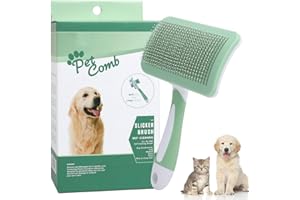 PAIDASHU Brosse Chat,Brosse Chat Chien, Brosse de toilettage pour chat et chien,Autonettoyante Brosse Poils Morts Chat Chien Enlèvement des Poils en Un Clic Morts et Sous-Poils (vert)