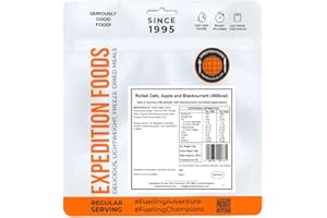 EXPEDITION FOODS EXPEDITIONFOODS.COM Rolled Oats, Apple and Blackcurrant | Freeze-Dried Camping & Hiking Food | Single Serving | 450kcal Meal