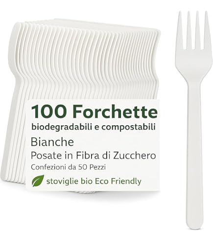 Set 100 Posate In Fibra Di Zucchero - 50 Forchette + 50 Coltelli, Biodegradabili E Riutilizzabili - Foto 11