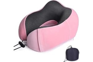 SVVSHE Nackenkissen Flugzeug Reisekissen Memory Foam Stützkissen, Kissen Reise | Nackenhörnchen Erwachsene | Travel Pillow samtweich & atmungsaktiv- waschbar - Einstellbar (Rosa)