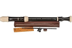 Aulos Flûte à bec alto en fa Symphony 509B (doigté baroque, complète avec housse, baguette d'essuyage, boîte à graisse et tableau des doigtés, résine synthétique), Marron foncé