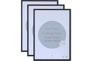 ATOBART A3 Photo Picture Frame - 29.7 x 42 CM Black Wood Certificate Frames with Perspex Glass for Wall Display Horizontally or Vertically in Living Room Bedroom Gallery, Set of 3