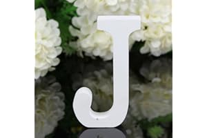 Freeas Décoratif Bois Lettres, 26 Alphabet Blanc Lettres en Bois pour Déco Nom des Enfants Fête d'anniversaire de Mariage Décoration de Maison et de Chambre à Coucher (J)