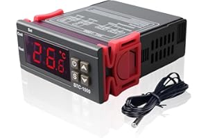 Amztour Régulateur de Température Numérique STC-1000 avec Affichage LED Numérique 110V-220V Thermostat de Refroidissement de Chauffage NTC Sensor Probe pour Chaleur/Refroidissement