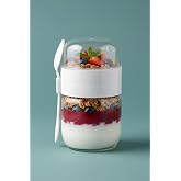 Kakt&uuml;sKedi Kaşık &Ccedil;atallı Cam Meyveli Yoğurt M&uuml;sli Kabı - Yemek Taşıma Ve Saklama Kabı - &Ouml;ğ&uuml;n Bardağı 625 ML Beyaz, 7480000717