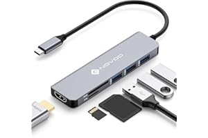 NOVOO USB C HDMI Hub, Adapter USB C do HDMI 4K, 3 x USB 3.0, czytnik kart SD i Micro SD, koncentrator dokujący USB-C Kompatybilny z urządzeniami Macbook Air/Pro ChromeBook Pixel Matebook XPS Type-C