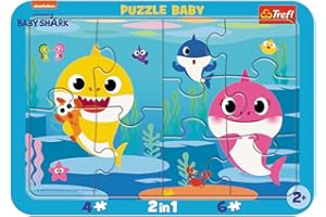 Trefl Baby con Marco, para niños a Partir de 2 años Puzzle, Color Tiburones Felices, Shark
