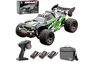 X-Verse SG118PRO 1:18 Telecomando per auto, motore RC con spazzola in carbone da 35 km/h ad alta velocità, auto da corsa fuoristrada impermeabile, 2,4 GHz, 4WD per fuoristrada, 3 batterie (verde)