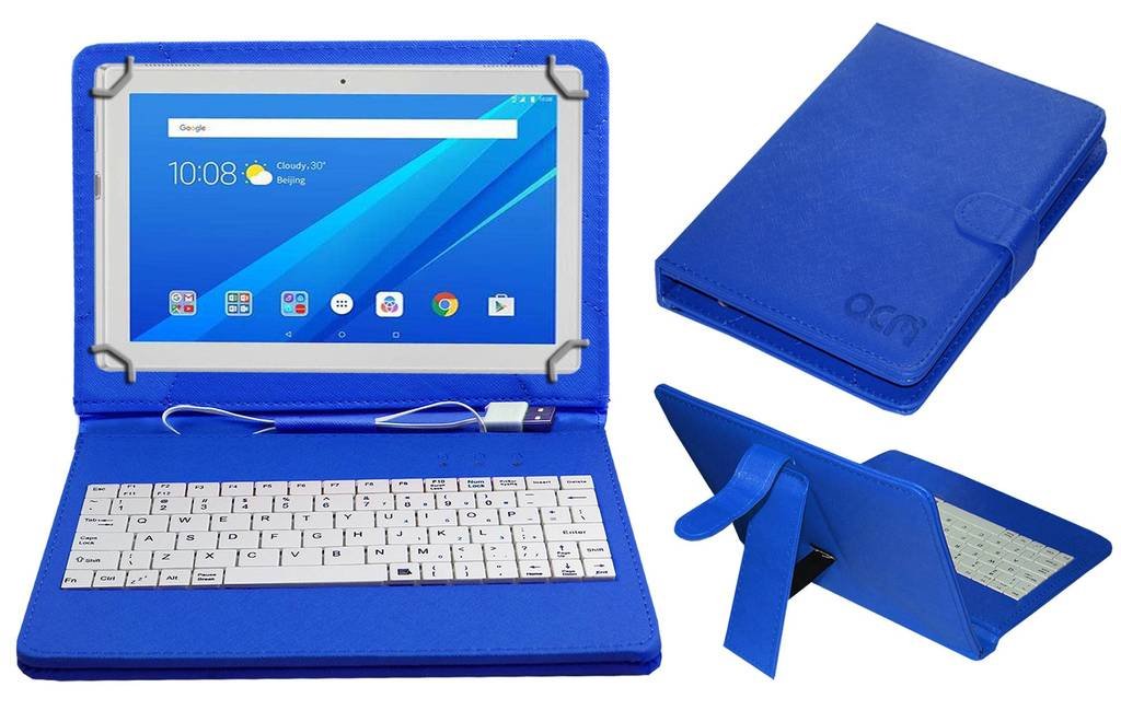 Acm USB Keyboard Case Compatible with Lenovo Tab 4 10 Tablet Cover Stand Study Gaming Direct Plug & Play - Blue