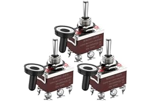 Gebildet 3interruptores de Palanca Momentáneos Impermeables 20A-12VCC/10A -24VDC, 20A-125VAC/10A -250VAC DPDT 6pines ON/Off/ON Interruptor basculante + 3 Tapas