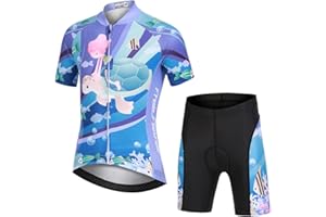 Amur Leopard Set da Ciclismo Bambino Maglia a Maniche Corte e Pantaloncini con Seduta Imbottita Completo da Ciclismo Bambini Ragazze