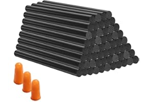 MissFox 50 Stück Heißklebesticks | Ø 7 x 100 mm Klebestifte für Heißklebepistole | Heißklebestifte Schwarz | Klebesticks 7mm für DIY Handwerk | Inklusive 3 Fingerschutzkappen