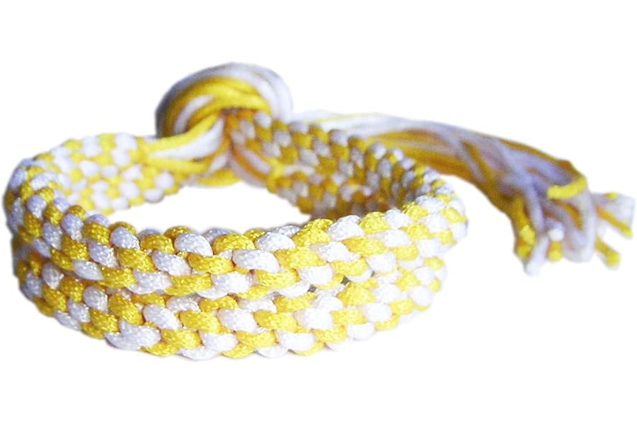 YELLOW & WHITE DUO MUAY THAI KICKBOXING RING FIGHTERS TRADITIONAL PRAJIOUD PRAJEAT ARM BANDS (PAIR)