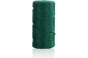 ALOHOVME 100M Green Natural Jute Twine, 3Ply Jute String Rope for Gift Wrapping, DIY Arts & Crafts, Gardening, Bottles, Bundling, Floral Arrangement, Baskets, Home and Wedding Decoration, 2mm Gardening Twine