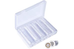 SIMUER 100pcs 30mm Round Coin Case Collecting Storage Box Plastic Transparent Coin Organizer Cases and Holder for Coin Collection