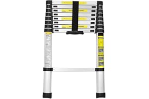 ‎EULENKE Eulenke 2,6M Teleskopleiter - Rutschfester Multifunktionsleiter 150 kg Belastbarkeit - Aluleiter Haushaltsleiter für Hausreparaturen Dekoration Wandanstrich - Ausziehbare Stehleiter - Klappleiter