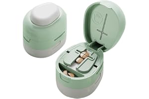 Dzmuero Taglia Pastiglie, Taglia Pillole di Precisione, Regolabile, Portatile, 1 diviso in 2, 1 diviso in 4, Taglierino per Medicinali Multifunzionale, Scatola (BiancoVerde)