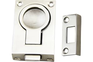 Mangobuy 316 Marine Grade Stainless Steel Door Hatch Cabinet Boat Locker Lift Pull Ring Handle Cupboard Flush Ring Catch W/Flush Strike Latch with Catch