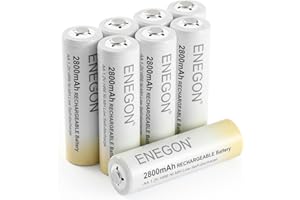 ENEGON Baterie AA 2800 mAh do ponownego ładowania – wysoka pojemność 1,2 V Ni-MH AA akumulatory wstępnie naładowane – niski poziom samorozładowania, w zestawie pudełko do przechowywania, 8 sztuk