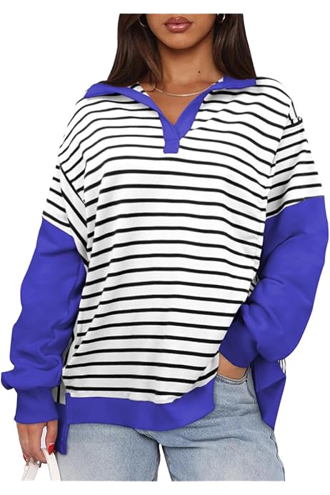 Felpa Donna Oversize Con Scollo A V E Bottoni - 100% Poliestere - Stile Vintage Y2K - Foto 3