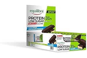 equilibra, Alimenti Proteici, Barrette Proteiche, 31% Proteine, 24x35g, Cocco Cioccolato Fondente, 126Kcal a Barretta, per il Mantenimento della Massa Muscolare, Senza Olio di Palma