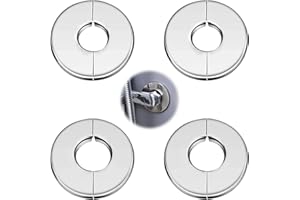FL HUA 4 Pcs Shower Pipe Cover Plate, Wall Split Flange Pipe Covers Silver, Stainless Steel Round Escutcheon Plate for Decorative Pipe Wall Holes (28 mm/ 35 mm Diameter)