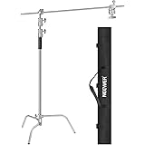 NEEWER Cavalletto Stand-C 3 Metri Regolabile con Asta di Estensione 1,2m, 2 Teste di Presa & Borsa di Trasporto, per Fotograf