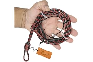 BANTORO CRAFTS Mini frusta tascabile in pelle, 91 cm di lunghezza, colore rosso e nero