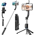 Celfiexpt Selfie Stick Tripod with Light Bluetooth Compact Selfie Stick for Mobile Phone 107cm Extended Length Detach able Mobile Holder Dimmable Fill Light for Vlogging Travel,Black