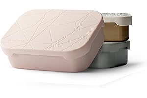MAMEIDO Fiambrera acero inoxidable 800 ml, compartimentos flexibles y tapa de silicona, lunch box adultos, bento box kids, lonchera para niños (Blush Kissed)