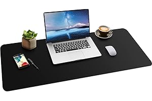 BOUTILON Leder-Schreibtischunterlage,wasserdichte Schreibtischunterlage für Schreibtisch, Schreibtischunterlage für Tastatur und Maus, Leder-Mauspad-Schutz für Büro und Zuhause, 90 * 43cm (L Black)