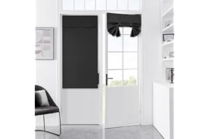 Meider Door Curtains for Door Window, French Door Curtains for Privacy, Easy Installed Tricia Door Panels,Front Door Sidelight Curtain Tie up Shade, Washable Curtain 1 Panel (Black, 25 * 40(Inch))
