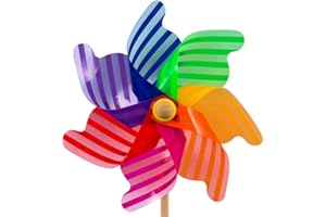 CIM Moulin à Vent - Moulin RB Stripes 31 - résiste aux UV et aux intempéries - Moulin : Ø31cm, Hauteur Totale : 75cm - Livré monté, INCL. Tige de Support