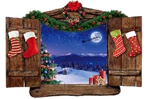 HOTADEN Christmas Night Wall Sticker 3d Fake Window Stickers Moon Snow View Wall Art Mural Home Decoration Poster Wallpaper 70 * 50cm