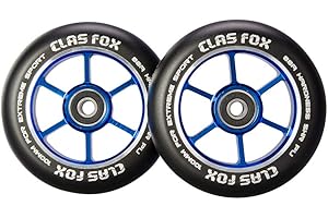 CLAS FOX Pro Stunt Scooter Wheels 100mm One Pair with ABEC-9 Bearings CNC Metal Core(2pcs) (Black-blue)