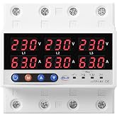 Jadeshay Current Voltage Protector Device Protection Three Phase Surge 63A Over Voltage Under Voltage Protector Auto Reset Cu