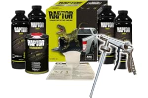 U-POL RAPTOR 2K Lack-Set Schwarz 3,79 Liter inklusive Härter I Extrem langlebige schützende und kratzfeste Beschichtung I Strukturfarbe inklusive Spritzpistole I Deckt über 12 m² ab
