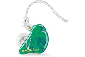 BASN MMCX Triple Driver in-Ear Monitors with Rich Bass, HiFi Stereo IEM Earphones with Upgraded Detachable Cables for Audiophiles Musicians(Ice Green)