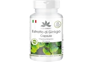 HERBA DIREKT Estratto Ginkgo Biloba capsule 95mg - 90 capsule - almeno 24% di flavoni e almeno 6% di lattoni | HERBADIREKT by Warnke Vitalstoffe - Qualità da farmacia tedesca