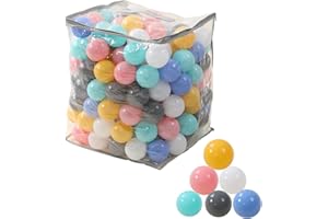 Ubaby 200 Bolas de Piscina Infantil ⌀ 7cm - Certificadas CE para Niños - Bolsa de Transporte incluida cómoda de Llevar - Bolas de Colores para Piscina