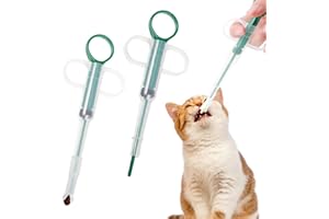 YUFFQOPC 2 Pieces Pet Pill Dispenser Medicine Shooter Feeder Pill Plunger Popper for Small Cat Dog Soft Tip Tablet Syringe Pusher Animal Silicone Medicine Feeder Feeding Accessories (Green/Blue)