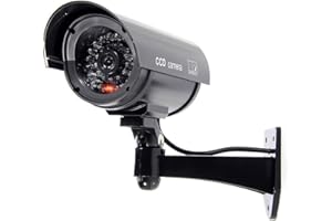 BW Dummy Cameres Outdoor Indoor Fake Dummy Imitation CCTV Security Camera W/Blinking Flashing Light Bullet Shape Black
