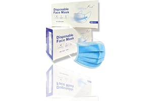 REQUISITE NEEDS 3 Ply Disposable Face Masks Blue Pack of 100 Comfort Breathable Facial Cover
