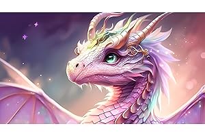 QENSPE 5D Diamond Painting Grande 70x40cm Dragón Cuadro Diamante Completo, Dragón Rosa Diamond Art Kit para Adultos Niños, Rhinestones Bordado Punto de Cruz DIY Decoración Hogar