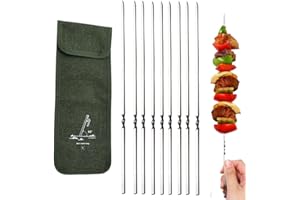 WHYCNJL 10 sztuk szpikulców ze stali nierdzewnej 304 bardzo długie 30 cm torba do przechowywania, akcesoria do grilla i szpikulce do mięsa papryka stal nierdzewna uniwersalna