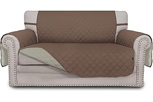 Greatime Sofaschoner, Sofa Schutz Abdeckung, Schonbezug, Sofaüberwurf, Sofabezug, Rutschfes, Reversible Gesteppte, Pet, Haustier Abdeckung, Kinder, Katzen, Hunde（2-Sitzer, Braun/Beige
